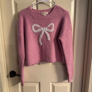 Jessica Simpson Pink Crew Neck Sweater with White Bow